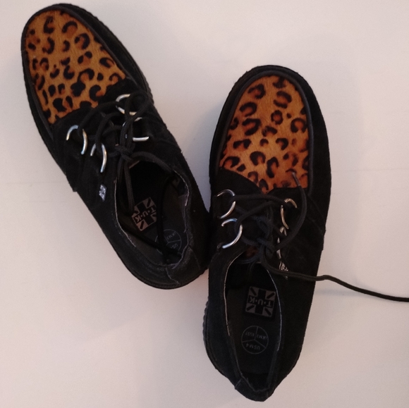 Vintage TUK Y2K Animal Print Creepers Platform Lace-Ups SZ 6 - Picture 2 of 16
